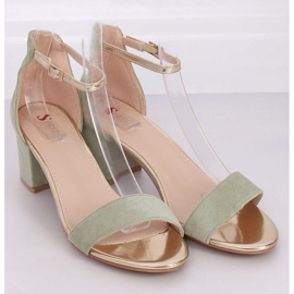 Sandály na vysokém podpatku celadon M307P Green zelená 1