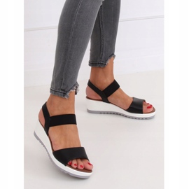 Černé sandály na klínovém podpatku NS101P Black černá 2 Černé sandály na klínovém podpatku NS101P Black černá 2