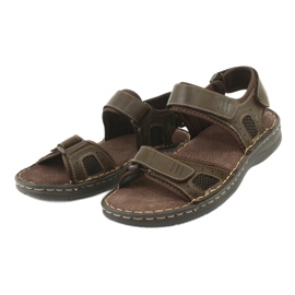 Pohodlné kožené sportovní sandály American Club CY13 / 20 hnědý 3 Pohodlné kožené sportovní sandály American Club CY13 / 20 hnědý 3