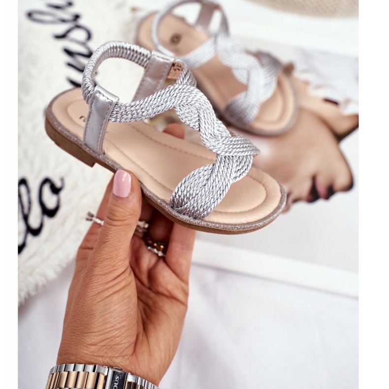 FRROCK Dětské stříbrné sandály Lamado šedá 2