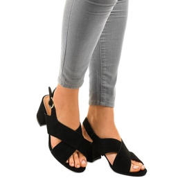 Černé sandály na vysokém podpatku A305 semiš černá 1