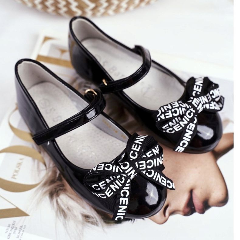 S.Barski Dětské černé balerínky se suchým zipem Barski Mindi černá 2