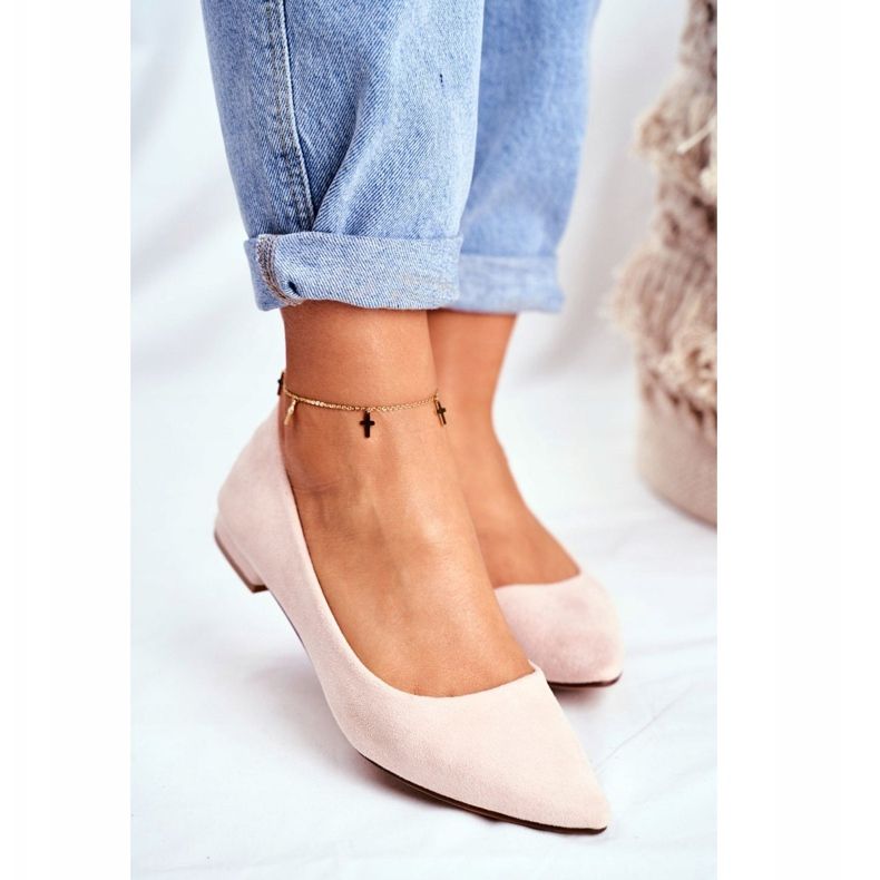 EVE Dámské balerínky ve spitz semiši béžové Westley béžový 2