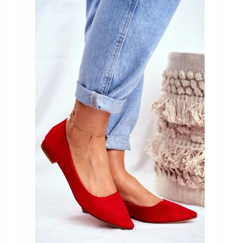 EVE Dámské balerínky v Spitz Suede Red Westley červené 1