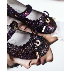 S.Barski Dětské černé prolamované balerínky se suchým zipem Barski Remtro černá 1