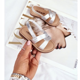 FRROCK Dětské nazouvací sandály s gumičkou Silver Bambino šedá 2