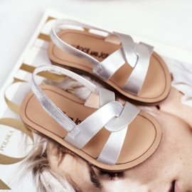 FRROCK Dětské nazouvací sandály s gumičkou Silver Bambino šedá 1