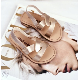 FRROCK Dětské sandály Nazouvací gumička Golden Bambino zlatý 2