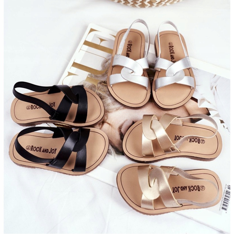 FRROCK Dětské sandály Nazouvací gumička Golden Bambino zlatý 1