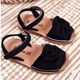 FRROCK Dětské žluté praštěné sandály na suchý zip černá 1