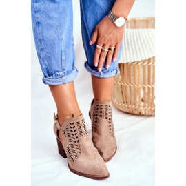 Bellucci Dámské kozačky s vykrojeným jarním béžovým velluci 2 Bellucci Dámské kozačky s vykrojeným jarním béžovým velluci 2