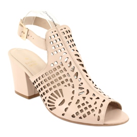 Sandály na baru Laura Messi 1924 Leather Beige Montoro růžový 1