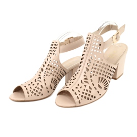 Sandály na baru Laura Messi 1924 Leather Beige Montoro růžový 3