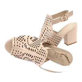 Sandály na baru Laura Messi 1924 Leather Beige Montoro růžový 5