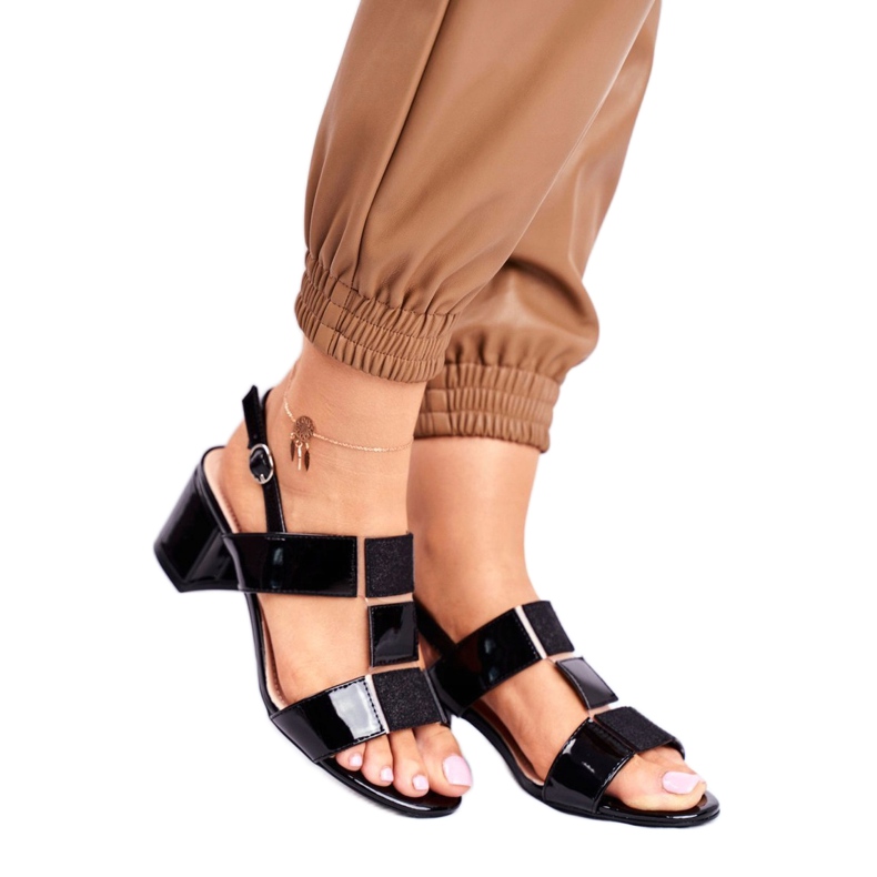 Sandály na nízkém podpatku Sergio Leone SK910 černá 1