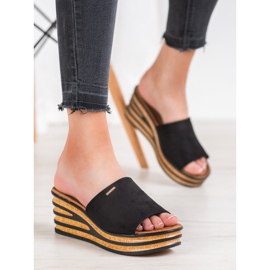Goodin Stylové klínové pantofle černá 1