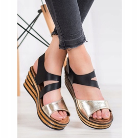 Goodin Módní sandály se suchým zipem černá žlutá 1