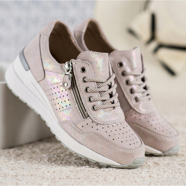 Kožené tenisky se zipem VINCEZA hnědý 2