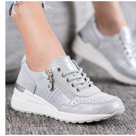 Kožené tenisky se zipem VINCEZA šedá 1