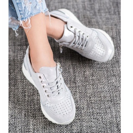 Kožené tenisky se zipem VINCEZA šedá 2