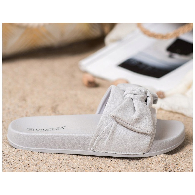 Pantofle VINCEZA S Mašlí šedá 2