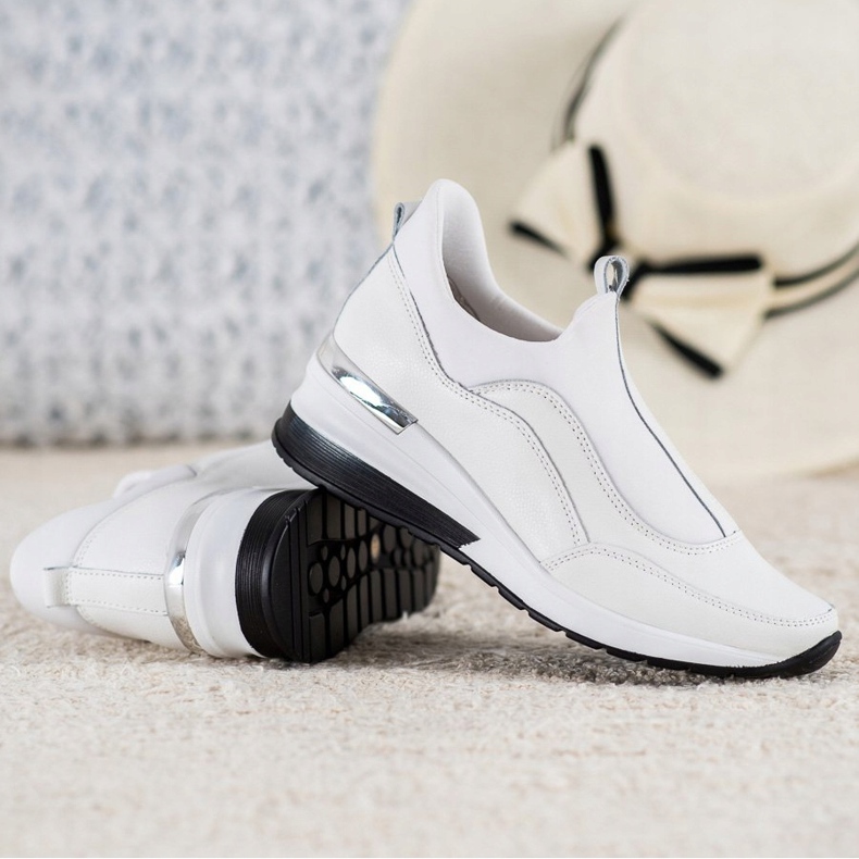 Kožené nazouvací boty VINCEZA bílý 1