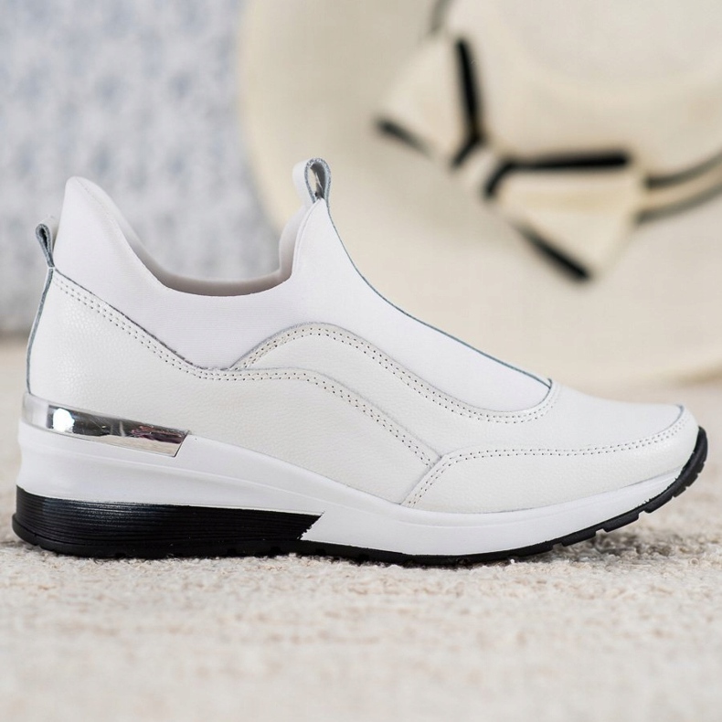 Kožené nazouvací boty VINCEZA bílý 2