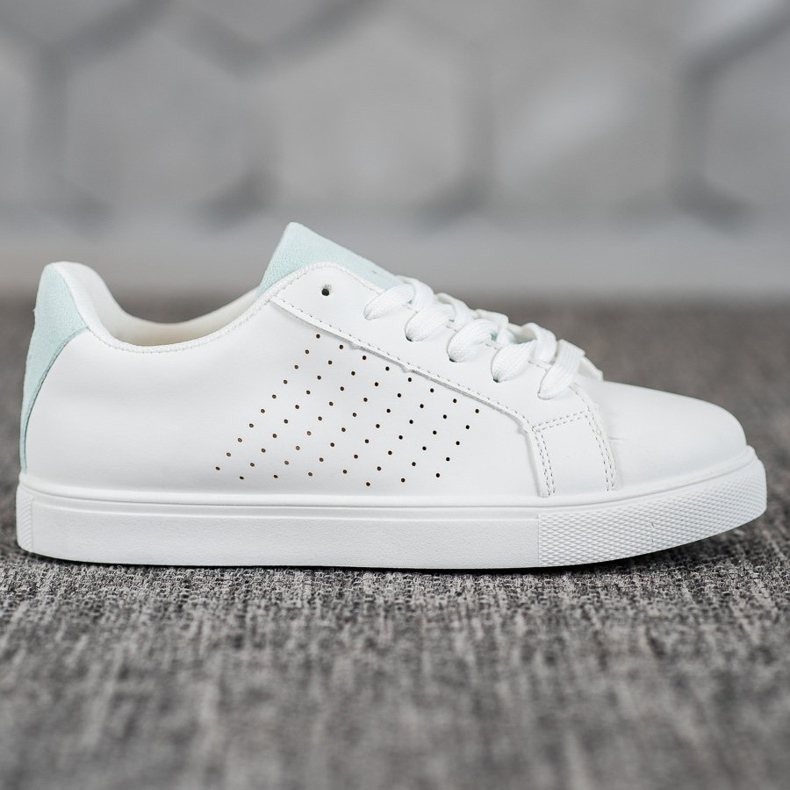 SHELOVET Bílé boty se semišovými vložkami bílý 2