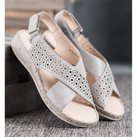 SHELOVET Pohodlné sandály na suchý zip šedá 2