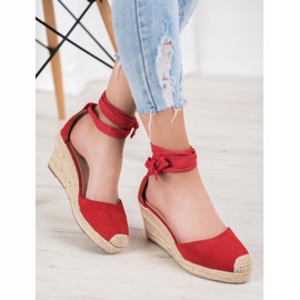 SHELOVET Klínové espadrilky červený 1