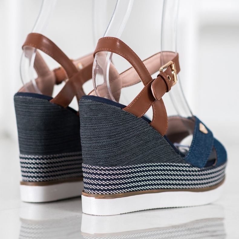 SHELOVET Sandály na klínku modrý 1