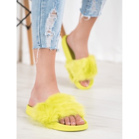 SHELOVET Gumové pantofle s kožešinou vícebarevný zelená 2