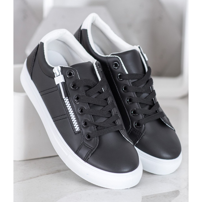 SHELOVET Černé tenisky se zipem černá 1