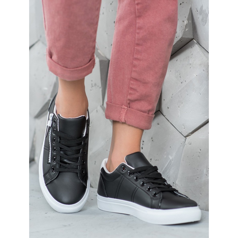 SHELOVET Černé tenisky se zipem černá 2