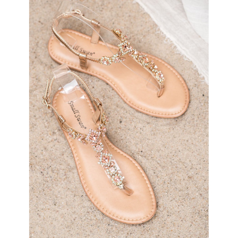 Small Swan Žabky Sandály s kubickým zirkonem žlutá 2