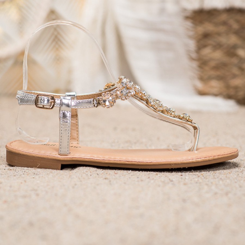 Small Swan Žabky Sandály s kubickým zirkonem šedá 2 Small Swan Žabky Sandály s kubickým zirkonem šedá 2