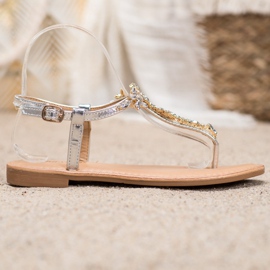 Small Swan Elegantní sandály s kubickým zirkonem šedá 2