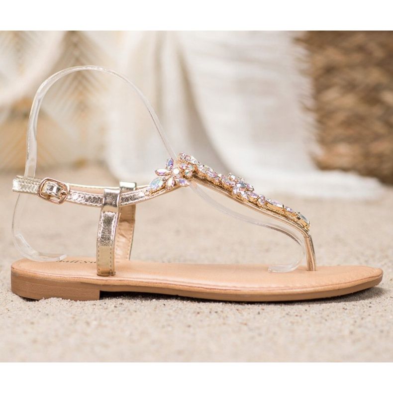 Small Swan Elegantní sandály s kubickým zirkonem žlutá 2