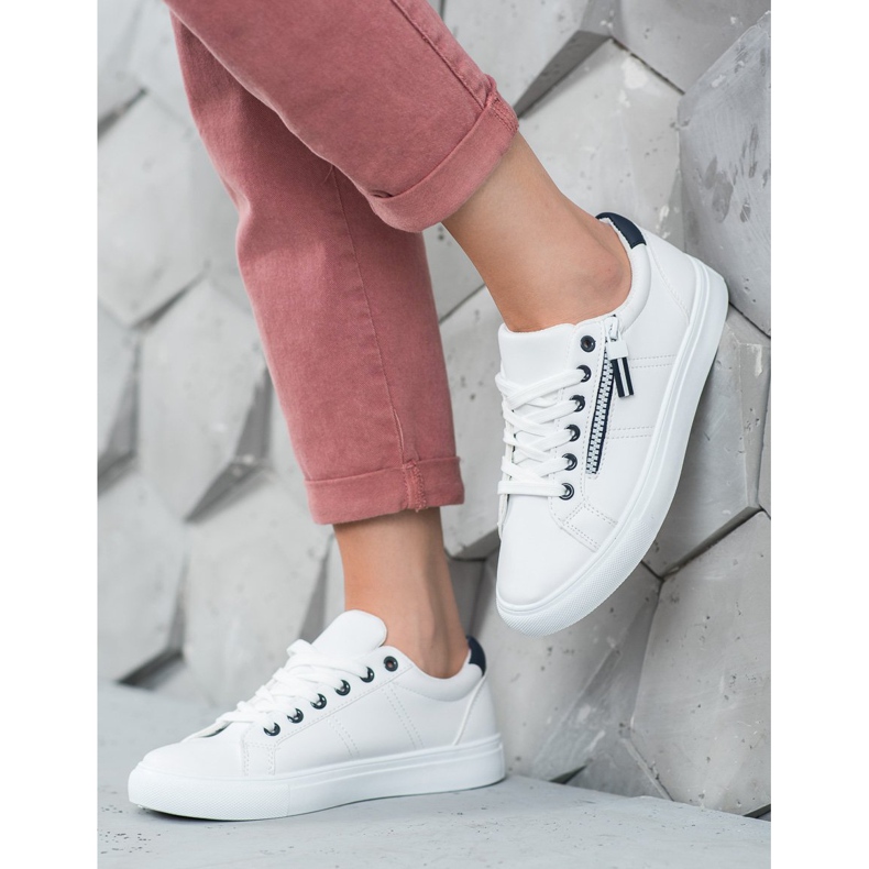 SHELOVET Bílé tenisky se zipem bílý 1