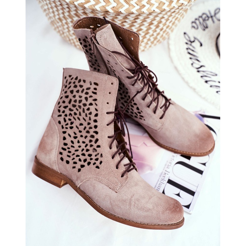 Nicole Dámské kožené boty Cappucino Meridan béžový 1