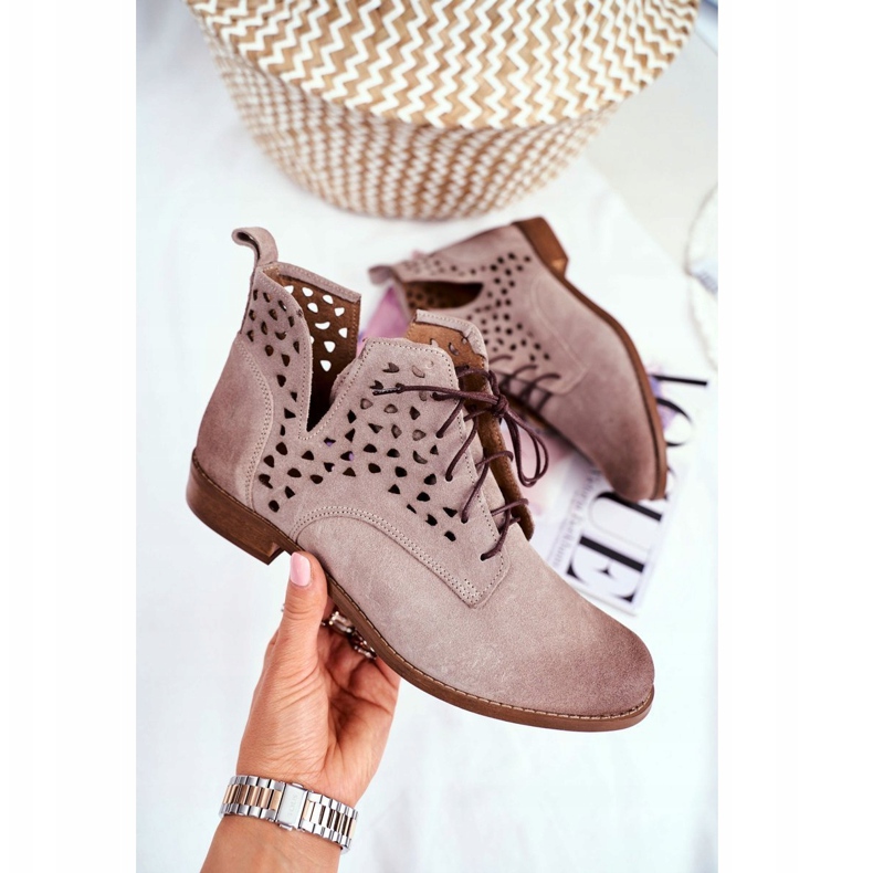 Nicole Dámské kožené kozačky Cappucino Low Meridan béžový 1