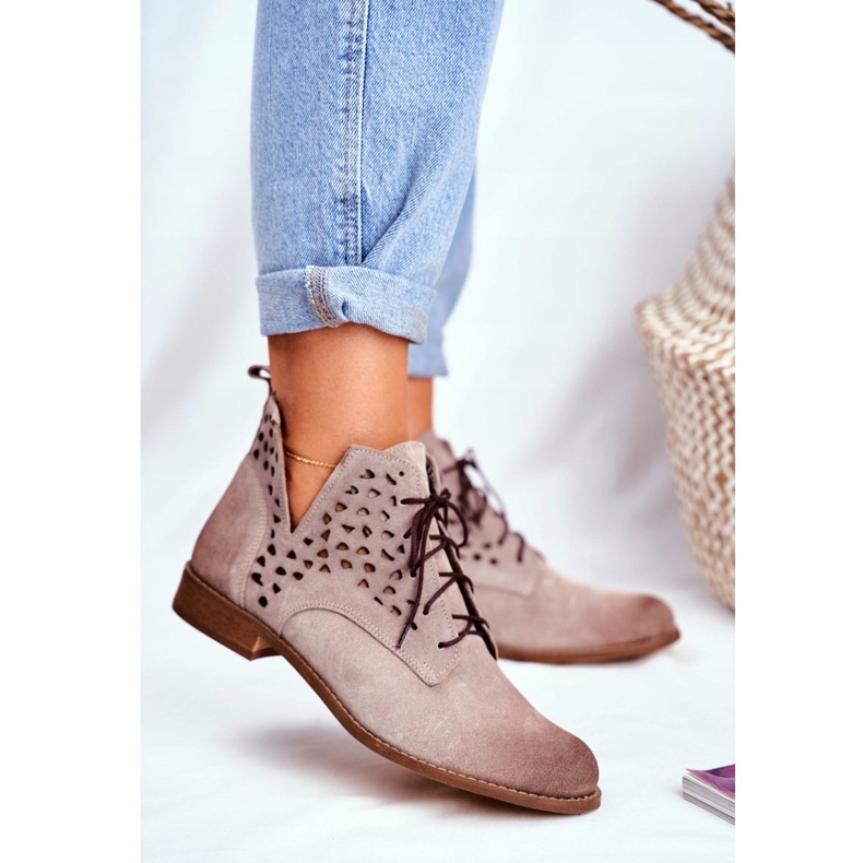 Nicole Dámské kožené kozačky Cappucino Low Meridan béžový 2