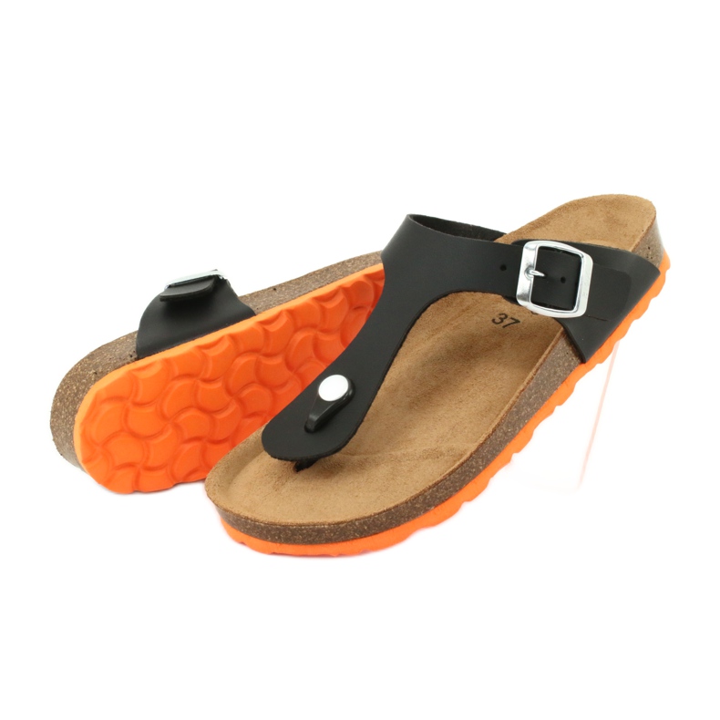 Zdravotní pantofle BIOX Gerona černé černý pomerančový 3