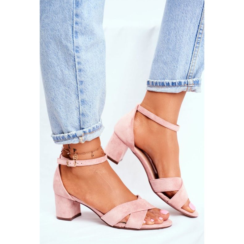 SEA Semišové sandály na tyči růžová Nela růžový 2