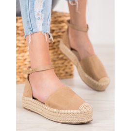 SHELOVET Espadrilky se sponou hnědý 1 SHELOVET Espadrilky se sponou hnědý 1