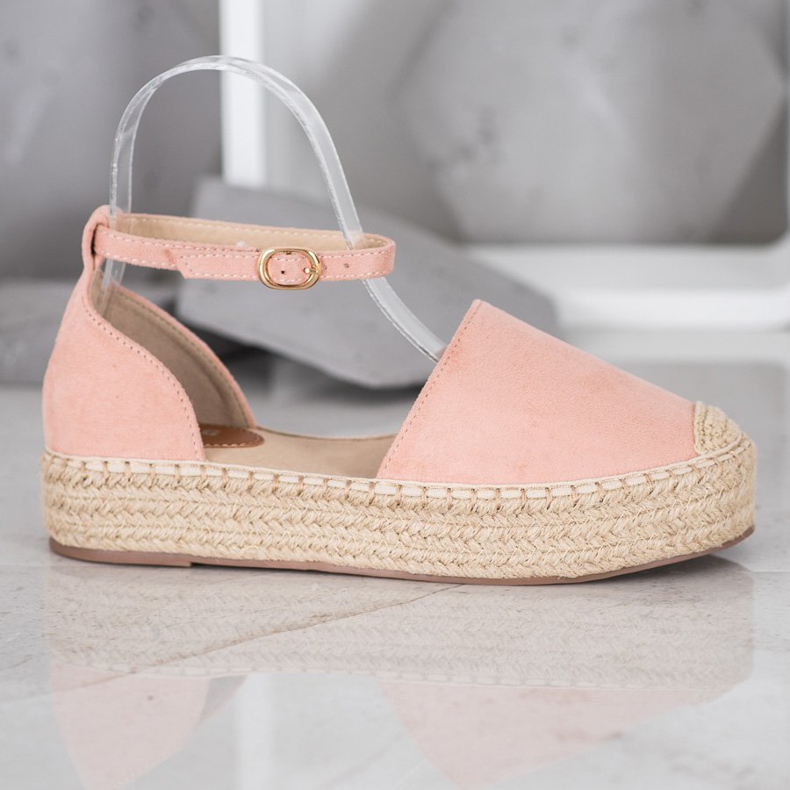 SHELOVET Espadrilky se sponou růžový 2 SHELOVET Espadrilky se sponou růžový 2