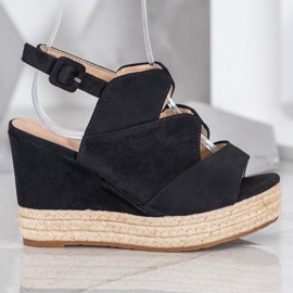 Small Swan Módní klínové sandály černý 2