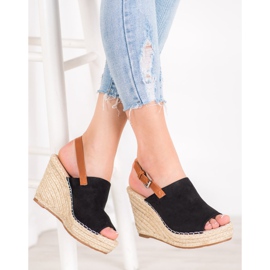 Small Swan Módní semišové sandály černý 2