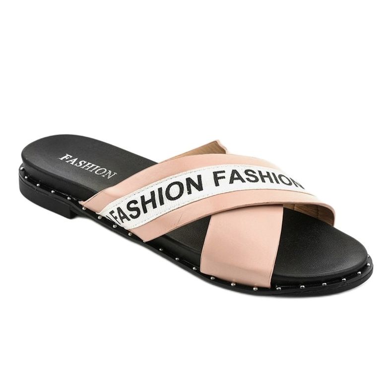 Růžové módní pantofle 888-1 růžový 1