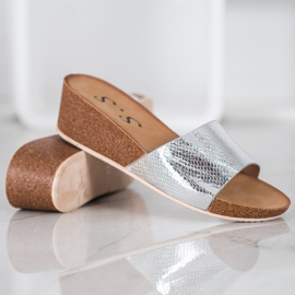 Small Swan Papuče z ekologické kůže šedá 1